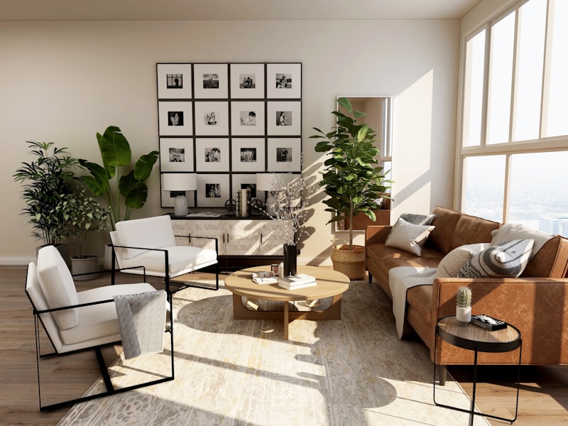 Illustrative Darstellung eines modern eingerichteten Wohnraums